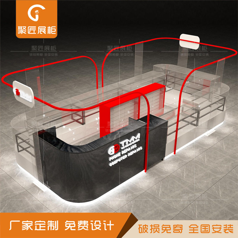 商场手机展柜壳膜玻璃柜台电脑数码卖场矮柜电子产品陈列柜设计