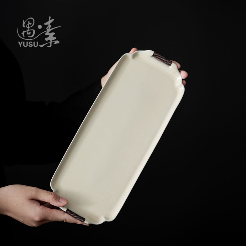 陶瓷茶盘干泡台长方形茶托家用茶壶茶杯泡茶收纳盘餐厅酒店用托盘
