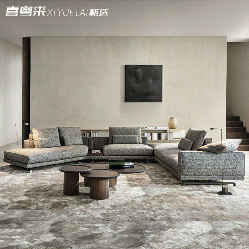 大户型意式棉麻布艺客厅组合沙发