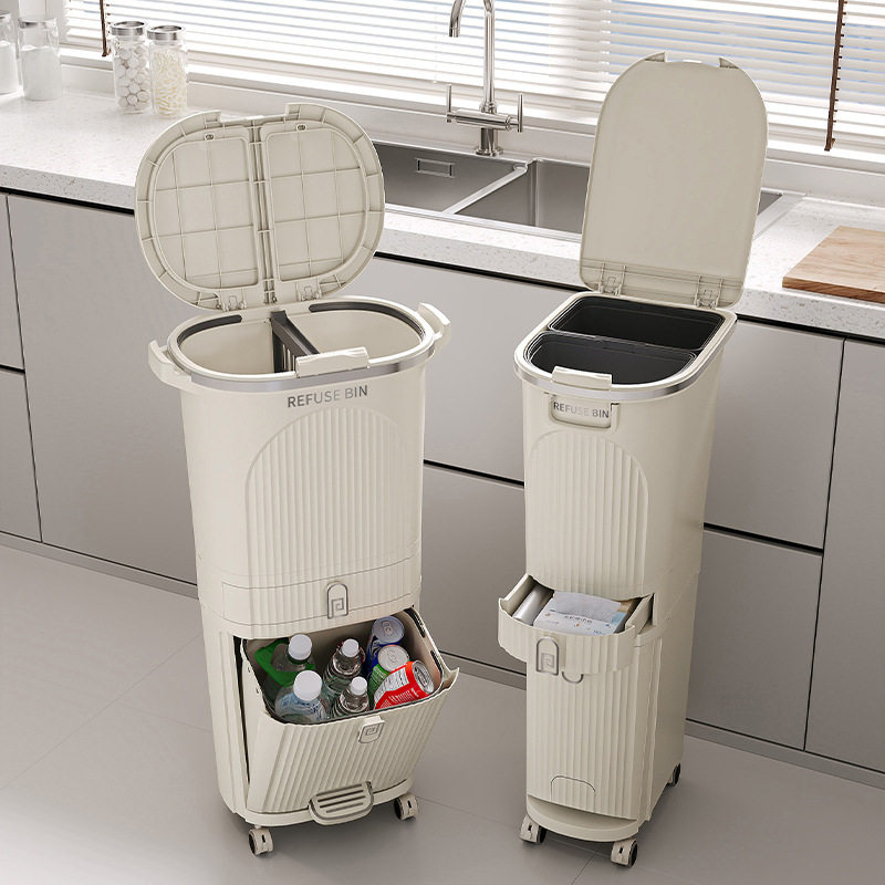 分类垃圾桶家用2024新款厨房专用桶高款大号大容量免弯腰干湿分离
