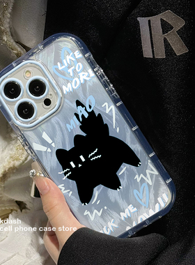 焱焱蓝色惊吓猫适用iphone15pro手机壳16苹果14promax新款13pro女mate60华为p70软萌13防摔12小米oppo荣耀200