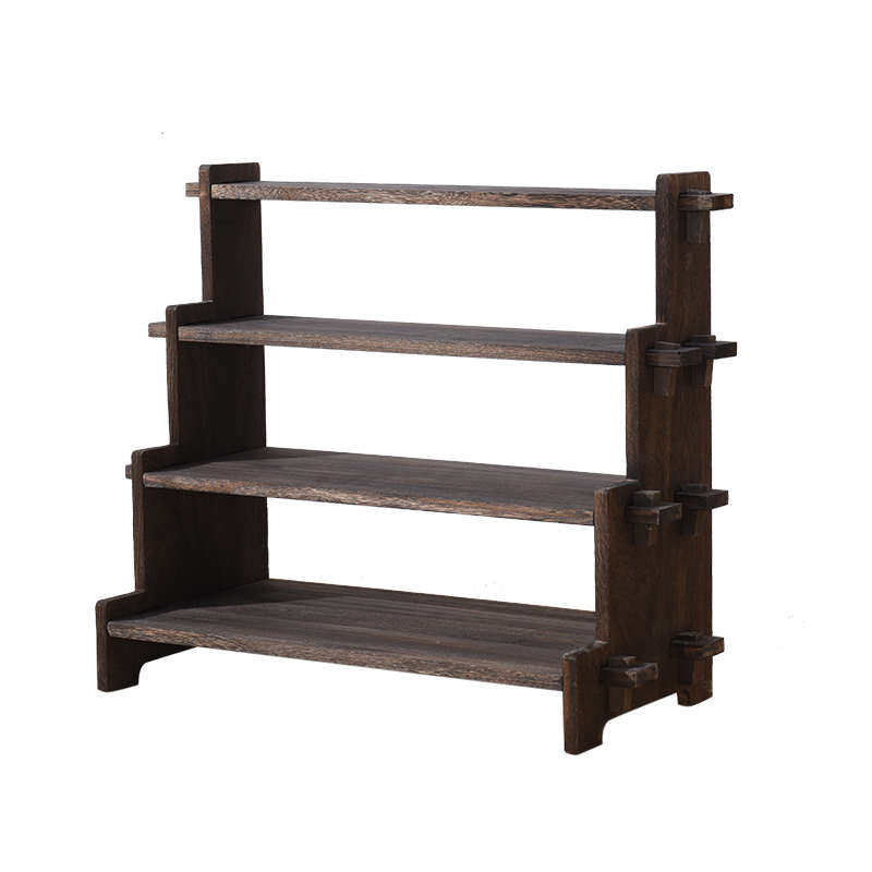 实木茶杯架四层置物架摆件架茶茶架棚架架收纳茶壶博古架茶具阶梯