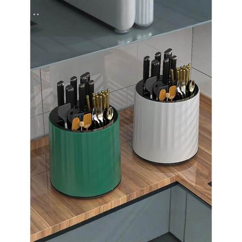 厨房旋转刀架置物架台面多功能筷子筒刀架一体收纳盒家用菜刀架子