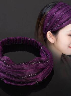 新款遮白发蕾丝宽边发带外出头饰女洗脸头巾月子头套超宽洗漱头带