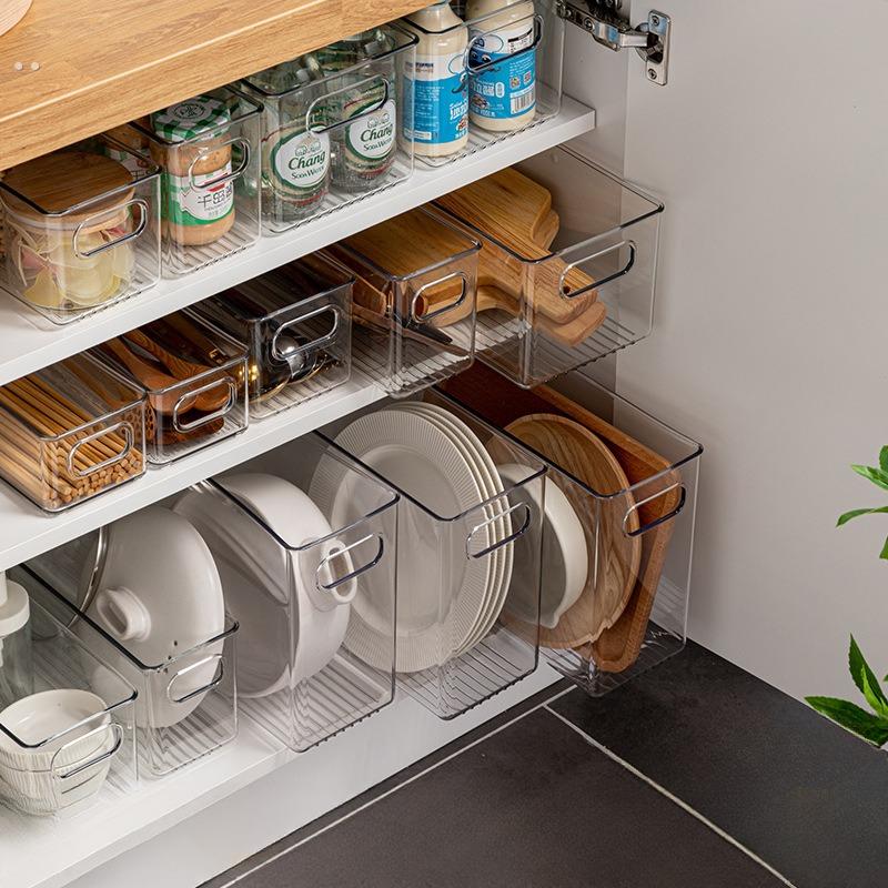 家用日式透明亚克力长条盒加高瘦高型大收纳盒化妆盒窄柜超高冰箱