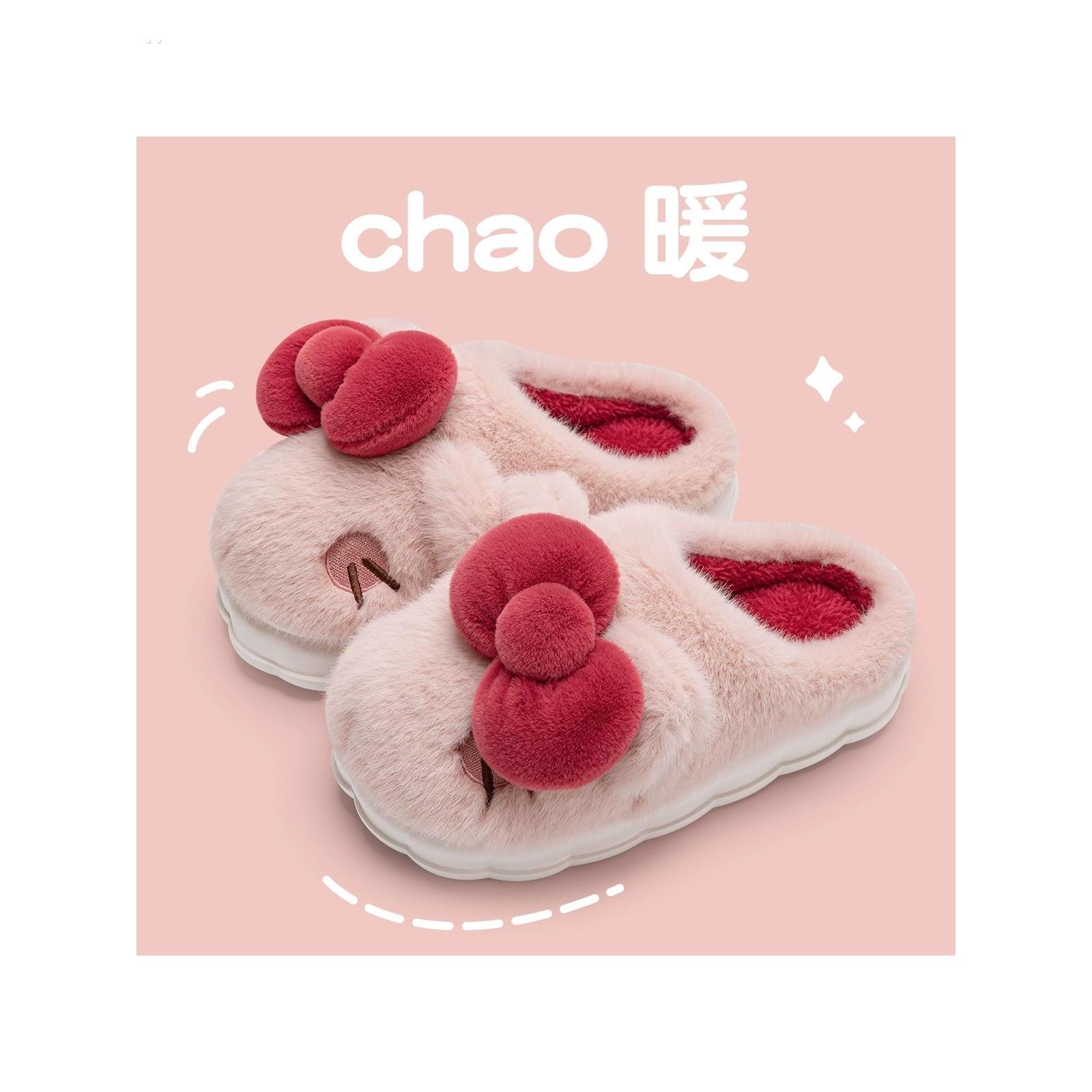 腮红小猫棉拖鞋女士可爱秋冬天2024新款少女心家居室内毛拖鞋外穿