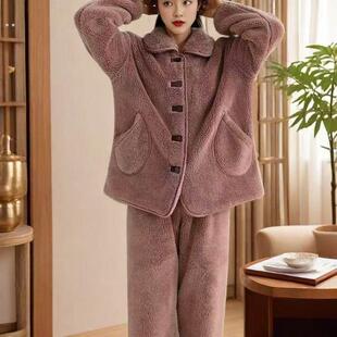 2025舒棉绒加厚加绒冬季加长袖长裤套装家居服睡衣