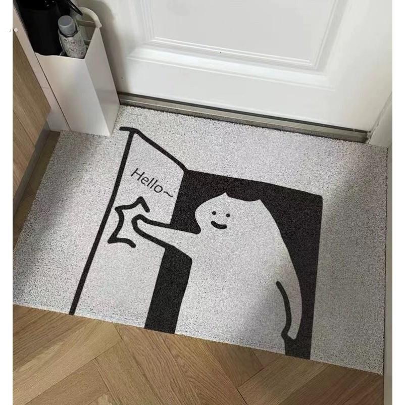 可爱猫咪入户门防水地垫进门口玄关可裁剪除尘可擦线圈门垫可定制