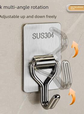不锈钢挂钩强力承重黏胶挂衣钩子厨房墙壁免打孔黏钩门后壁挂免钉
