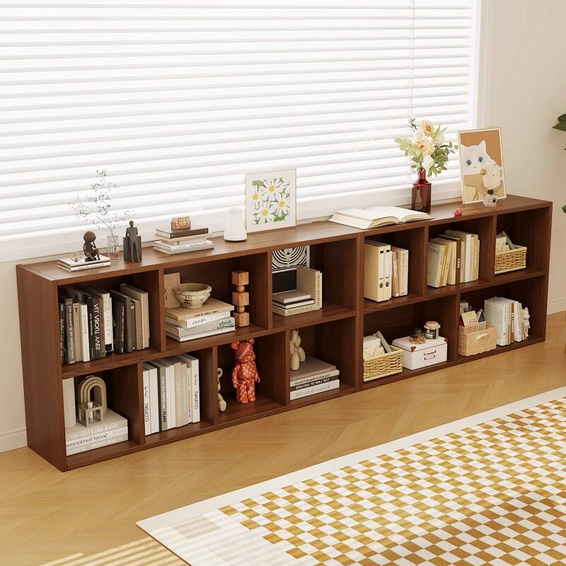 实木书架储物架落地墙组合格栅柜客厅幼儿园储物柜低家居书柜