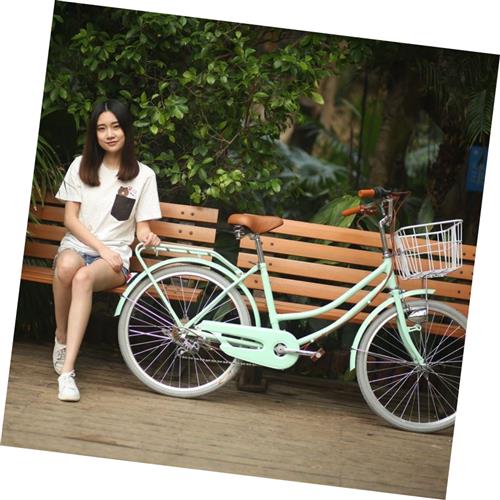 牌自行车女式轻便成年上班大学生粉红黄代步时尚24寸复古淑女