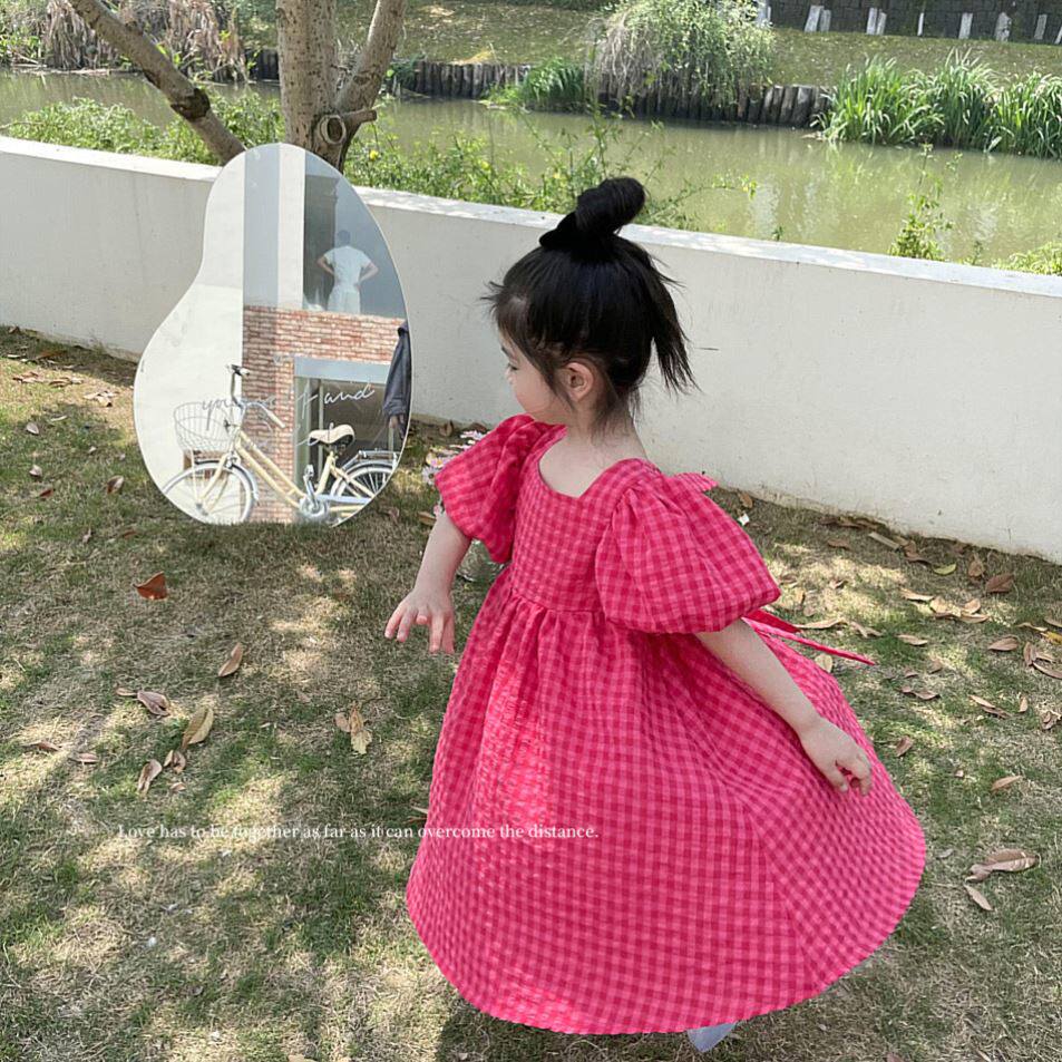 韩国童装女童连衣裙夏季洋气小女孩韩版宽松长裙儿童时髦公主裙子