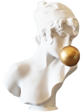 极速北欧轻奢金色吹泡泡少女雕塑摆件人物雕像客厅电视柜艺术软装