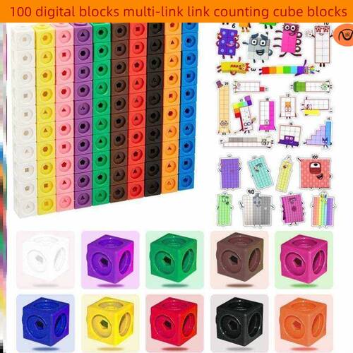 极速100pcs Numberblocks Multilink Linking Counting Cubes Sna