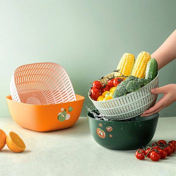 Fruit & Vegetable Cleaning Basin Double-Layer Plastic