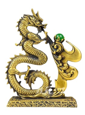 极速黄铜龙摆件 黄铜龙 黄铜龙戏珠家居书房装饰品 黄铜龙工艺品