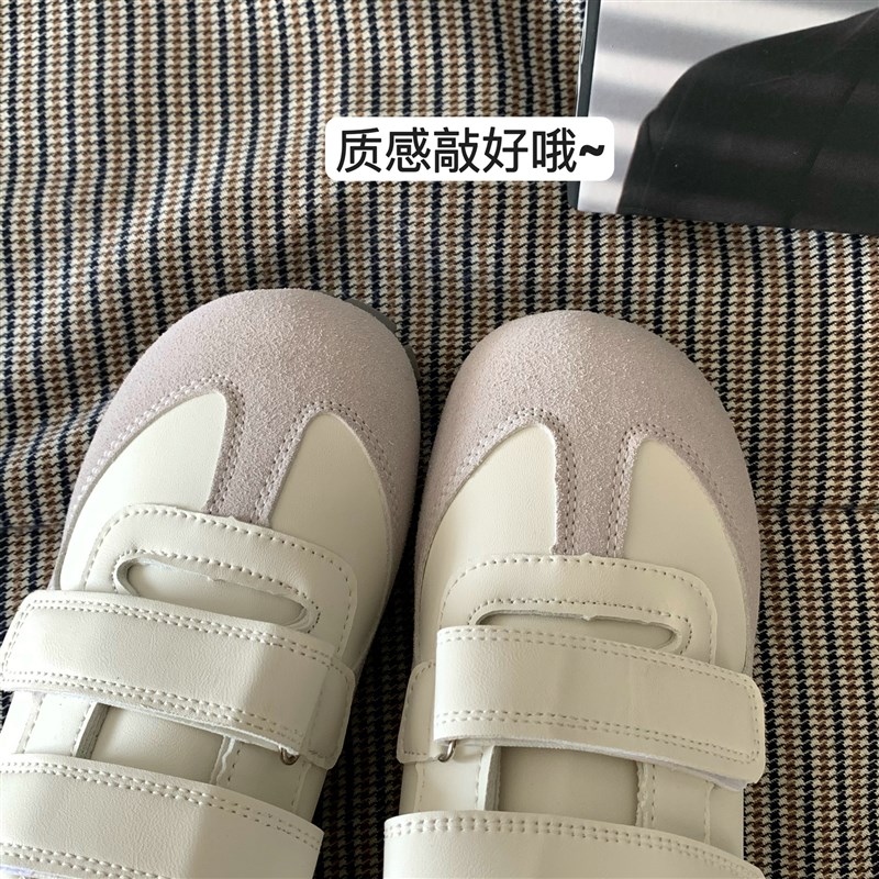 韩国INS港风超火懒人魔术贴小白鞋女李圣经款德训鞋百搭休闲板鞋