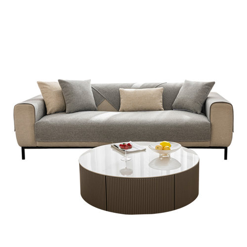 极速蔓越家 日式麻感客厅沙发垫四季通用纯色垫布盖布巾防滑沙发