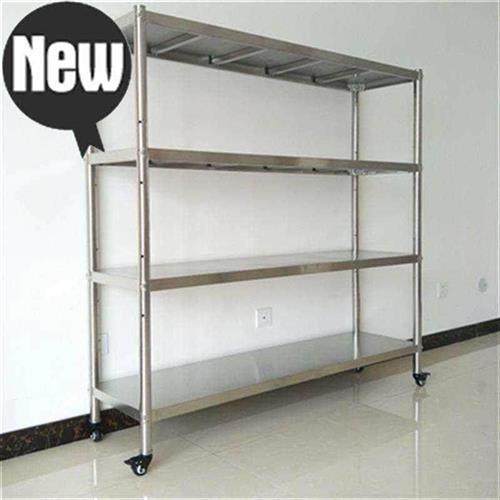 厨房置w物架不锈钢家用储物货架四层带轮微波炉架子酒店整理架定