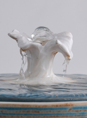 简约现代小型招财流水摆件陶瓷创意轻奢循环水海浪办公室桌面装饰