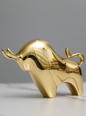 铜牛摆件斗牛气冲天招财牛客厅办公室金牛家居工艺品柜台装饰品