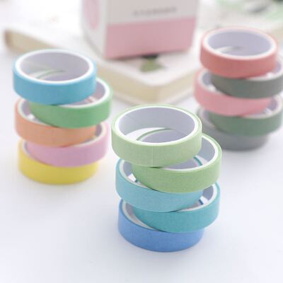 极速5Rolls/box Solid Color Washi Tape Set Decorative Masking