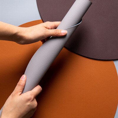 好货Round leather placemat home heat insulation tableware ma