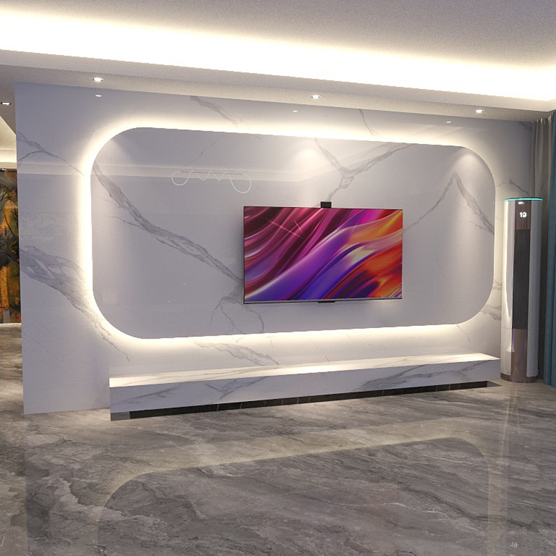 瓷砖电视背景墙客厅岩板板材定制直播间装饰电视机墙现代简约悬空