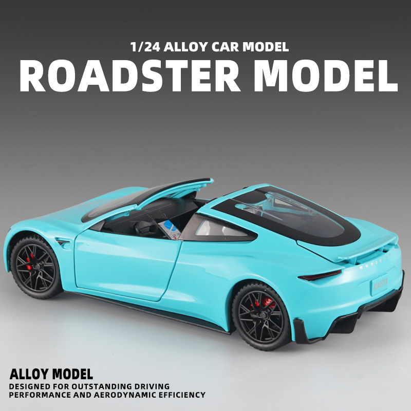 New 1/24 Tesla Roadster Metal Vehicle Alloy Model Car Simula