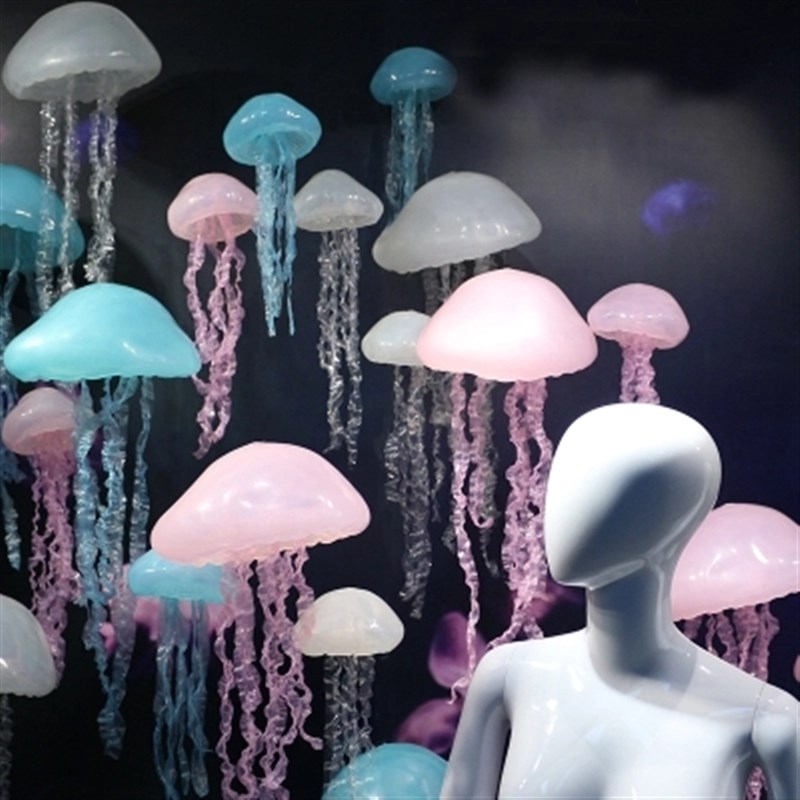 夏季美陈商场橱窗装饰道具海洋主题水母婚礼装饰品服装店布置吊饰