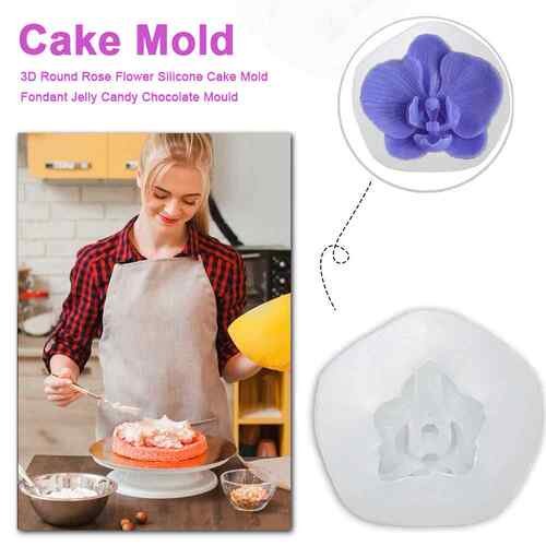 好货Phalaenopsis Flower Fondant Mould Silicone Cake Molds Tr