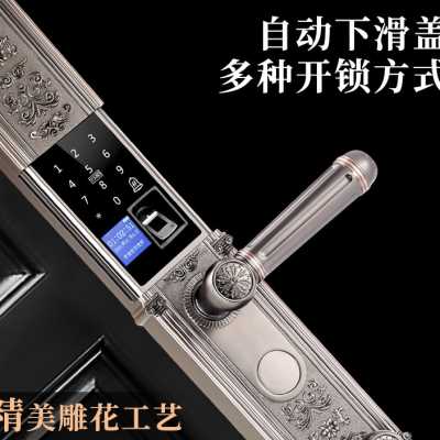 新品亚斯别墅大门指纹锁家用 防盗双开门智能锁欧式铜门 户外电子