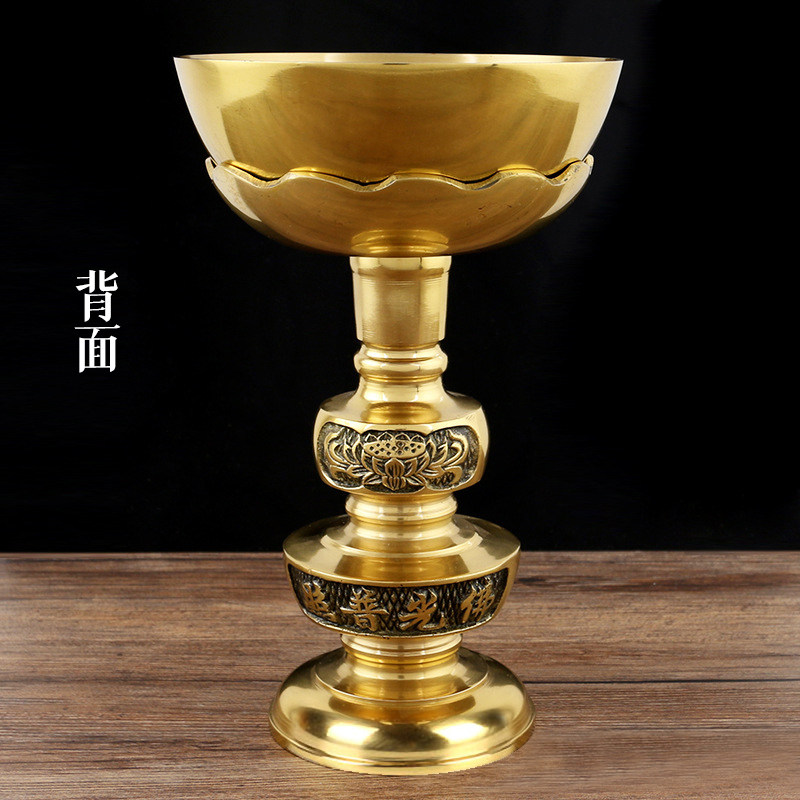 酥油灯盏食用香油灯纯黄铜供佛灯铜碗油灯家用长明灯复古佛前供灯