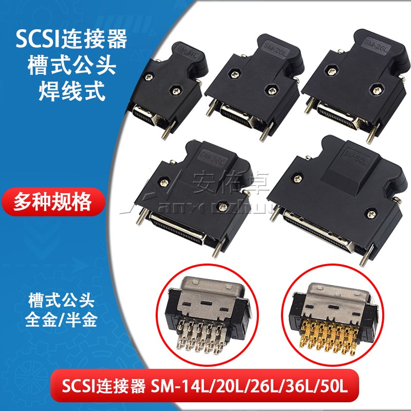 铜SCSI连接器14PIN 20 26 36 50针HPCN 伺服接头伺服电机驱动插头图片