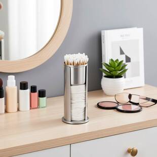 不锈钢化妆棉收纳盒跨境桌面抽取式卸妆棉棉签收纳架创意棉签罐