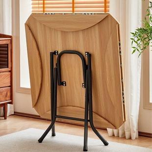 折叠圆桌餐桌家用简约实木6小户型8人租房大简易圆形老式 吃饭桌子