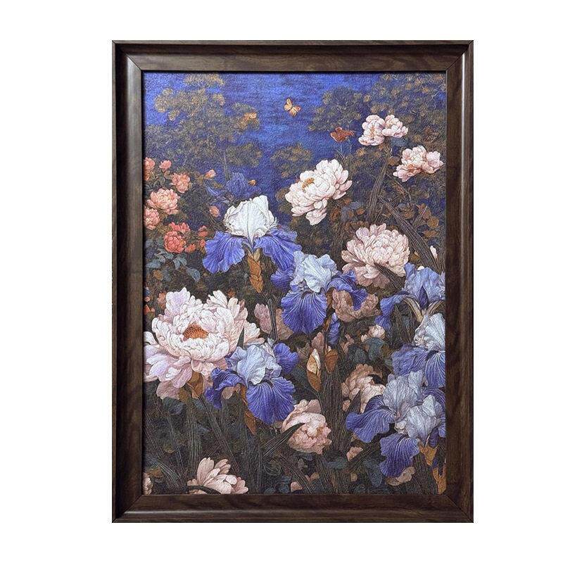 《花开富贵》中古风客厅法式复古装饰画紫色花卉卧室书房艺术挂画