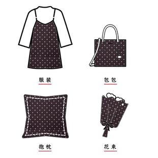 黑底壮锦布碎花几何复古连衣裙女装面料微弹连衣裙服饰提花装饰布