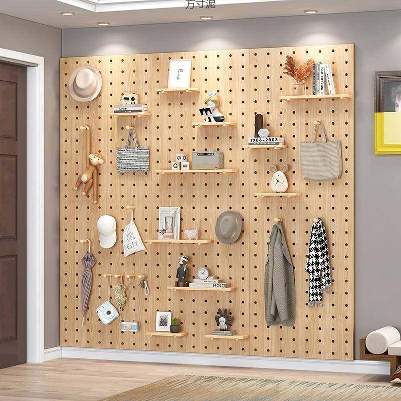 实木洞洞板墙上置物架客厅壁挂隔板收纳架背景墙简约木质书架,住宅家具,搁板/置物架/家用陈列架,淘宝优惠券,粉丝福利购,淘宝优惠卷