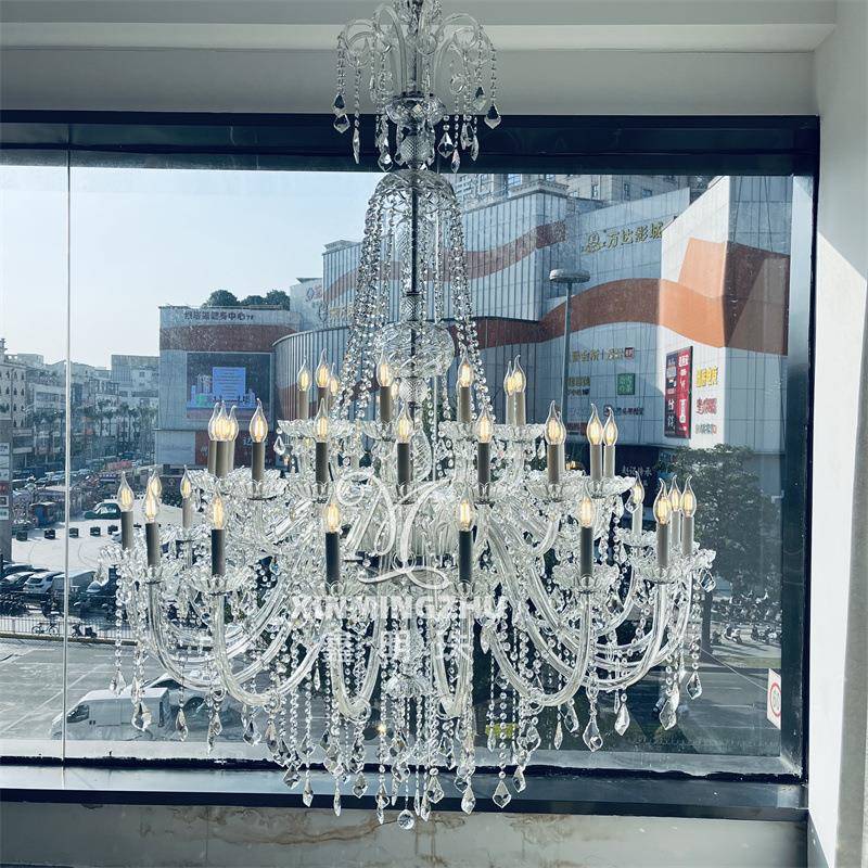 大气别墅婚庆酒店大堂挑空灯欧式复式楼客厅水晶大吊灯楼梯长轻奢