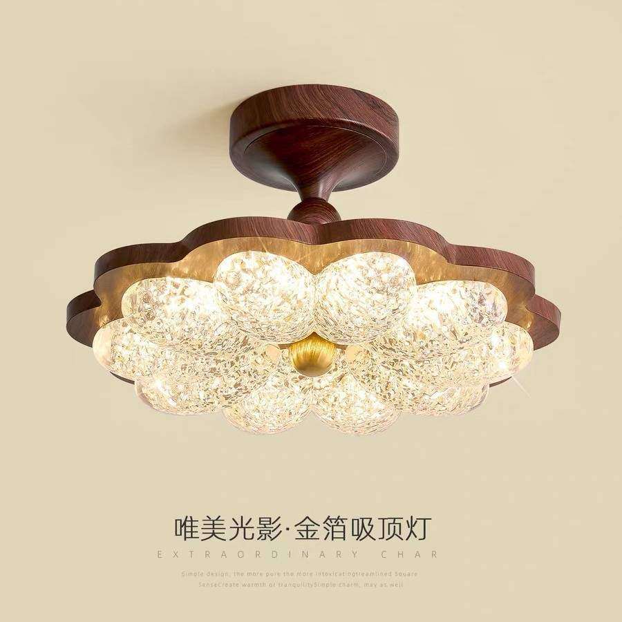 中古风卧室吸顶灯轻奢复古高级感简约树脂花形护眼主卧房间吸顶灯,3C数码配件,USB灯,淘宝优惠券,粉丝福利购,淘宝优惠卷