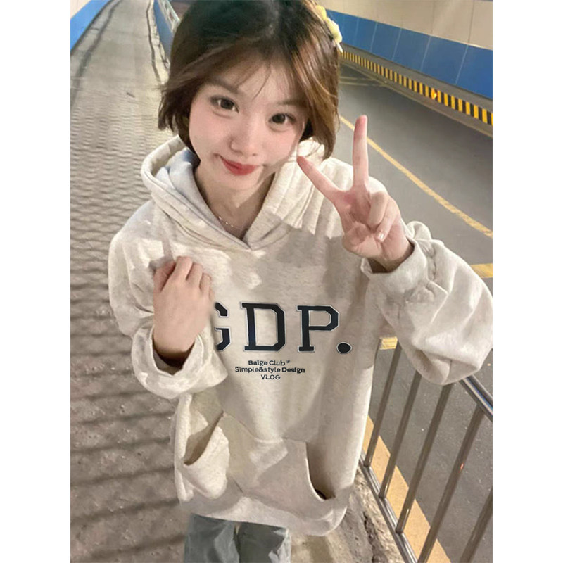 速发秋冬山式刺绣连帽卫衣款灰色东绒冬季美加即墨重磅款小个子