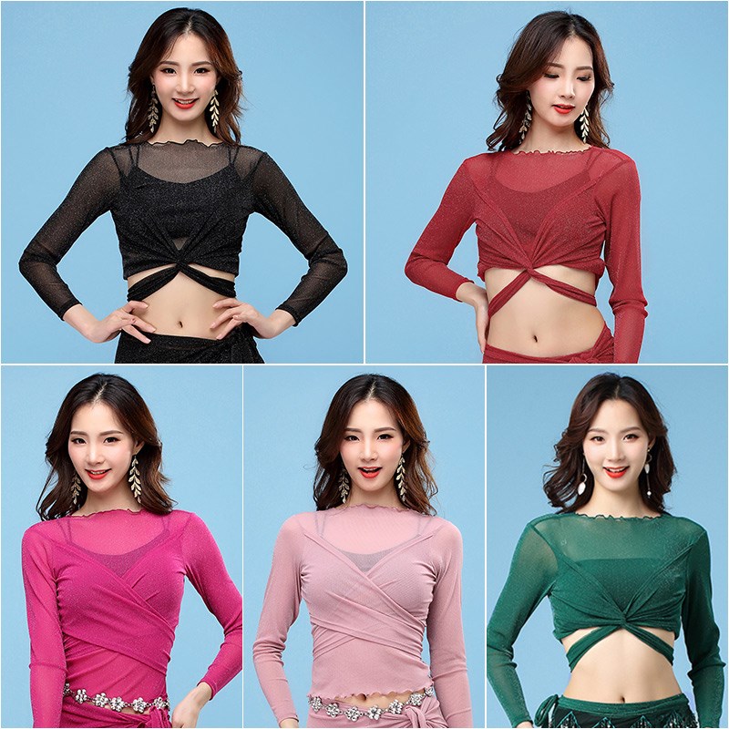 速发肚皮舞练功服初衣性感肚皮舞服装上装上学者长袖东方舞衣服