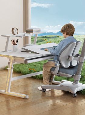 速发godv习e儿童学a大家书桌椅套装实木可升降中小学生写字白用