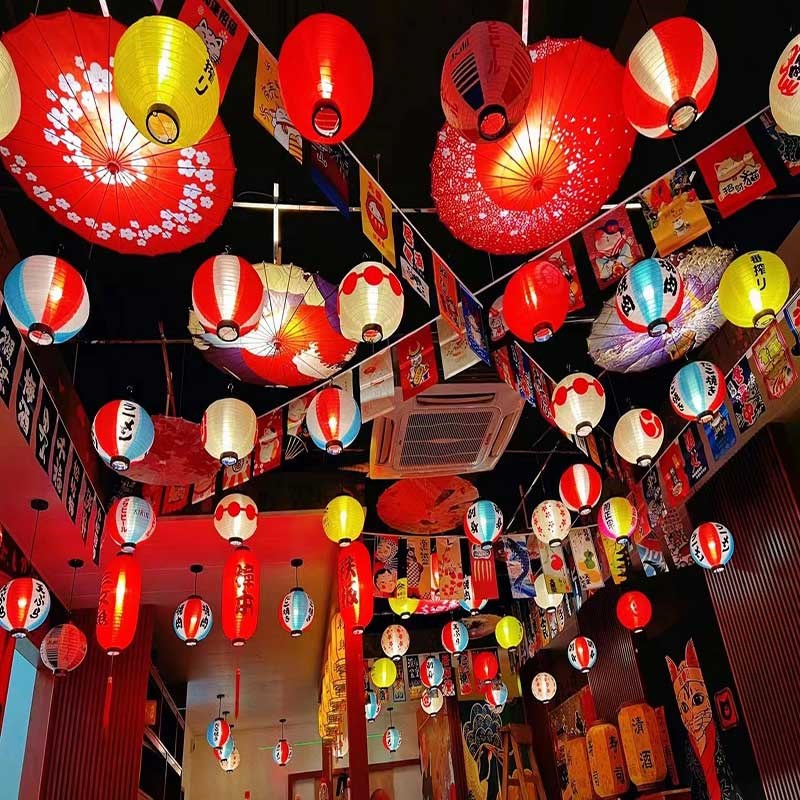 速发圆形红酒蓝日式灯笼和风居白屋日料店餐厅装饰户外广告灯