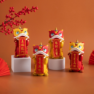 速发蜀年中国风舞狮树脂装饰开面家居新门摆件玄关桌业乔迁结婚送