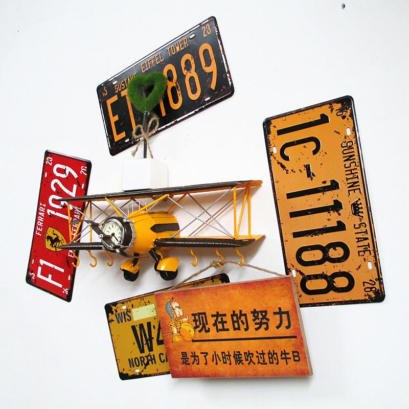 铁艺双翼飞机模型立体墙饰 酒吧装饰品摆件 咖啡店壁饰墙面壁挂