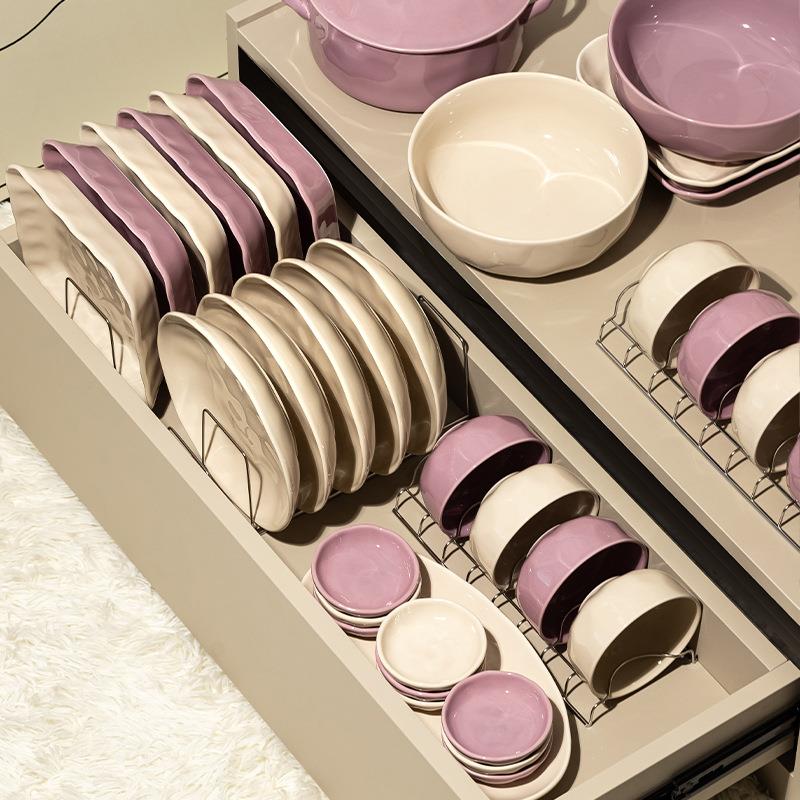 2025新款奶油风餐具套装家用碗碟高颜值乔迁新居碗盘组合法式碗