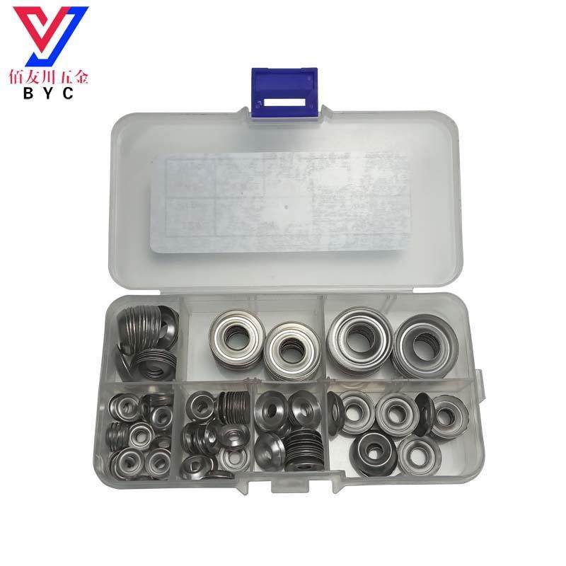 170pcs不锈钢鱼眼垫圈凹凸垫片4#-16#空心碗型垫片盒装套盒
