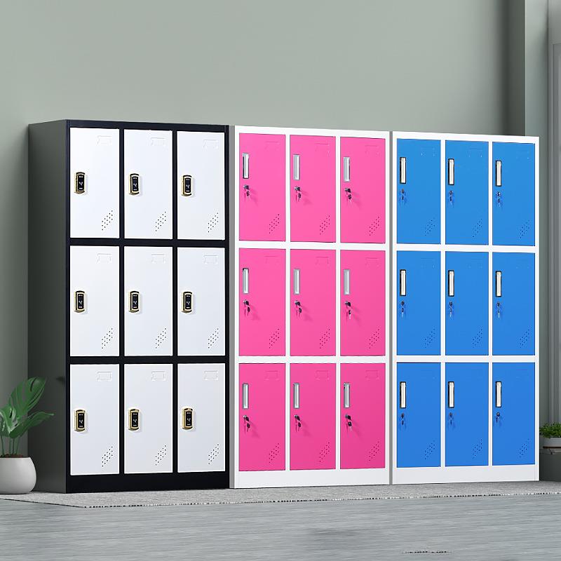 不锈钢柜子员工宿舍彩色感应锁更衣柜钢制拆装多门储物柜换衣柜n